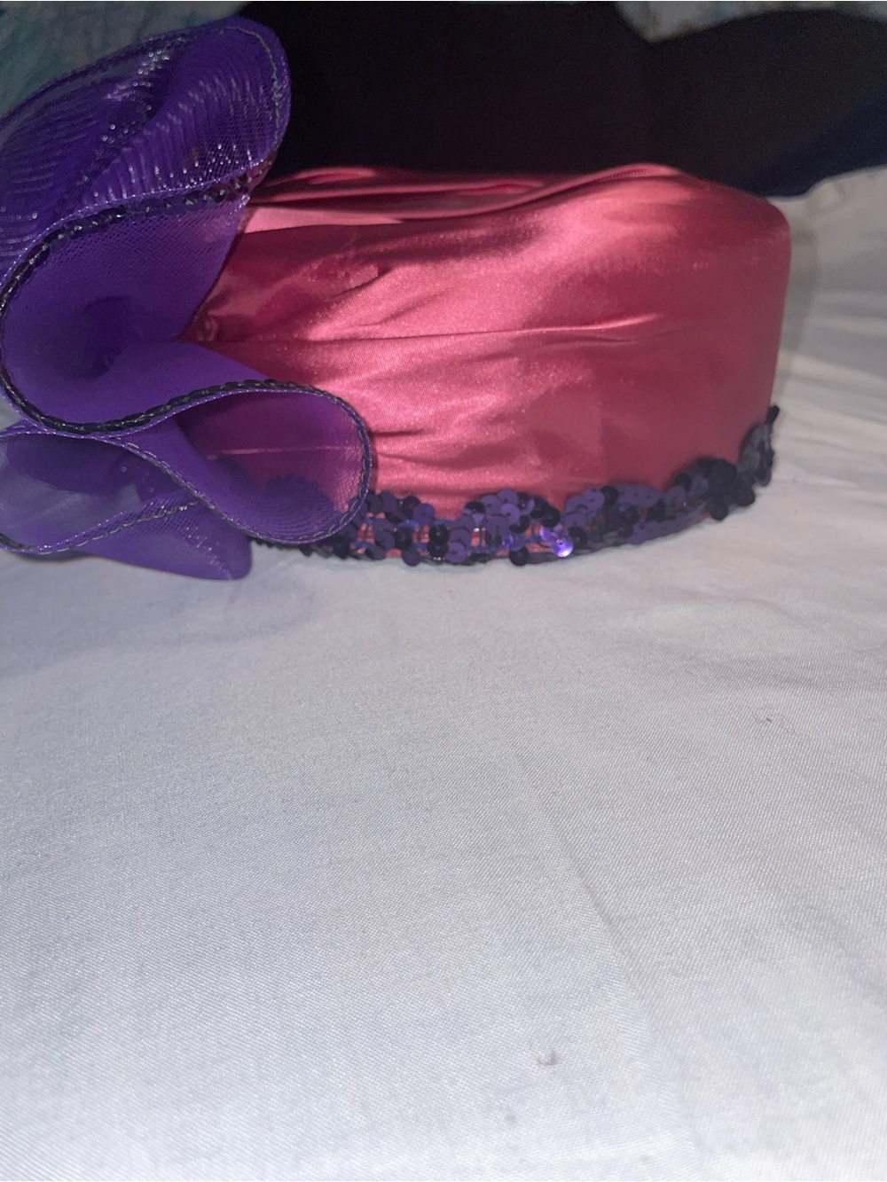 Purple & Dark Fuchsia Satin Decorative Hat - Womens Accessories